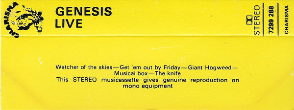Genesis : Genesis Live (Cass, Album, RE)