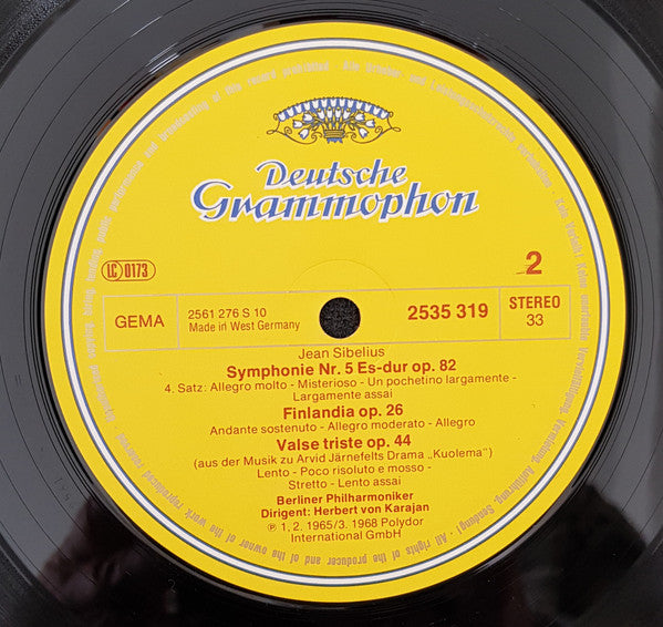 Jean Sibelius - Herbert von Karajan - Berliner Philharmoniker : Symphonie Nr.5 - Finlandia - Valse Triste (LP, Comp)