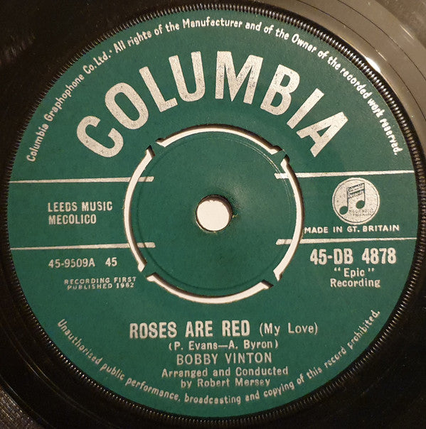 Bobby Vinton : Roses Are Red (7", Single)