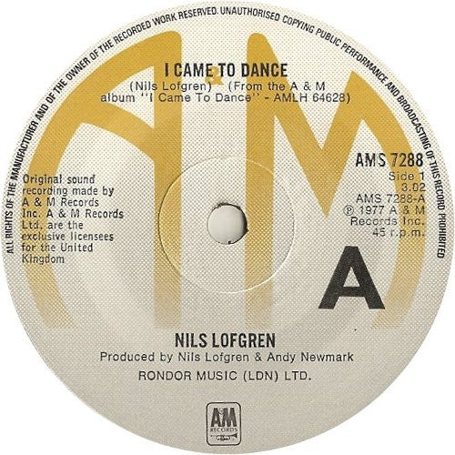 Nils Lofgren : I Came To Dance (7", Single)