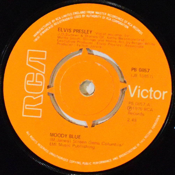 Elvis Presley : Moody Blue (7", Single, Kno)