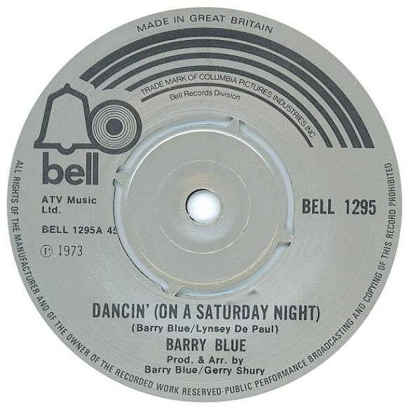 Barry Blue : Dancin' (On A Saturday Night) (7", Single)