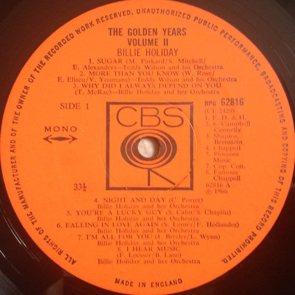 Billie Holiday : The Golden Years, Volume 2 (3xLP, Comp, Mono)