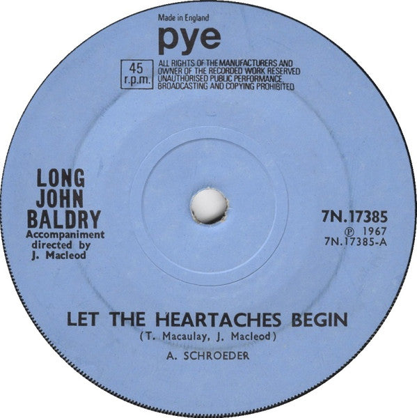 Long John Baldry : Let The Heartaches Begin (7", Single, RP, Sol)
