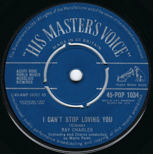 Ray Charles : I Can't Stop Loving You (7", Single)