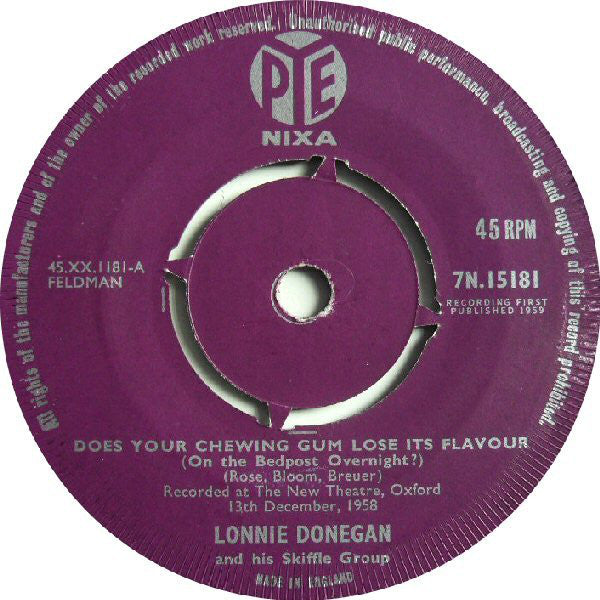 Lonnie Donegan's Skiffle Group : Does Your Chewing Gum Lose It's Flavour (On The Bedpost Overnight?) (7", Single)
