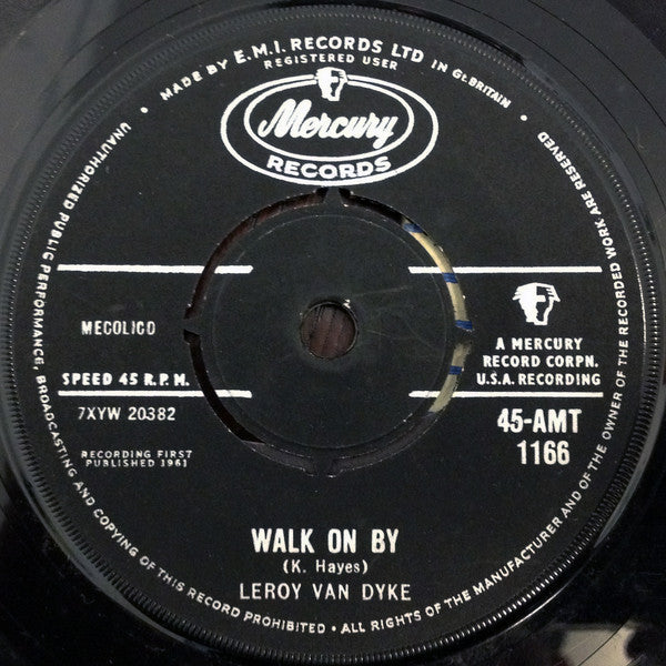 Leroy Van Dyke : Walk On By (7", Single)