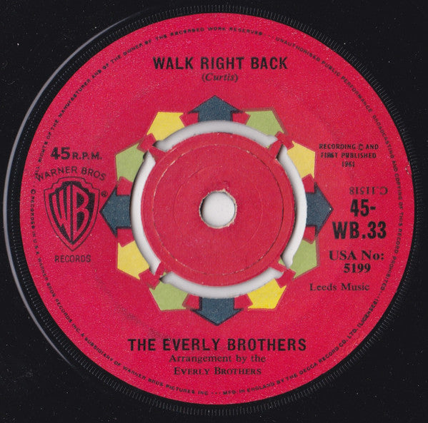 Everly Brothers : Walk Right Back (7", Single)