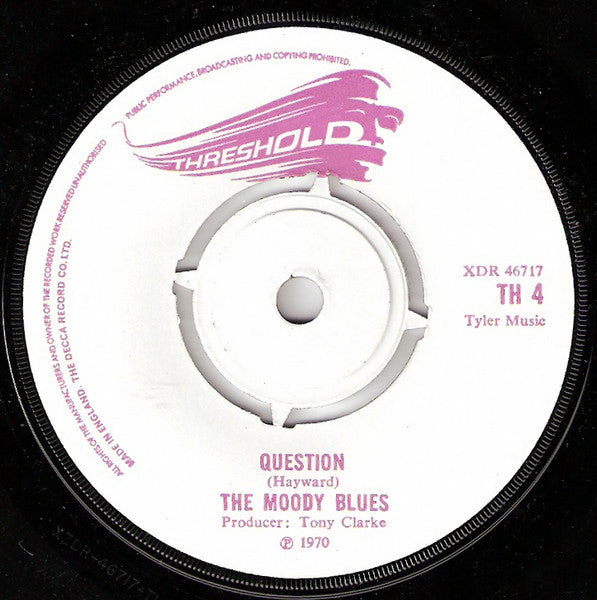The Moody Blues : Question  (7", Single, Whi)