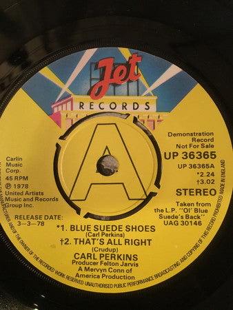 Carl Perkins : Blue Suede Shoes (7", Promo)
