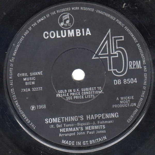 Herman's Hermits : Something's Happening (7", Single, Sol)