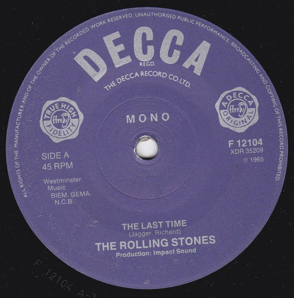 The Rolling Stones : The Last Time (7", Single, Mono, RE)