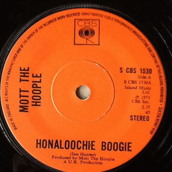 Mott The Hoople : Honaloochie Boogie  (7", Single, Sol)