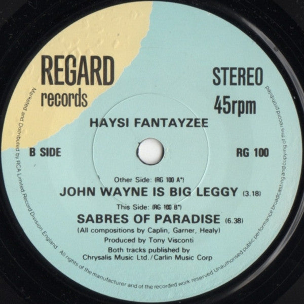 Haysi Fantayzee : John Wayne Is Big Leggy (7", Single, Sol)
