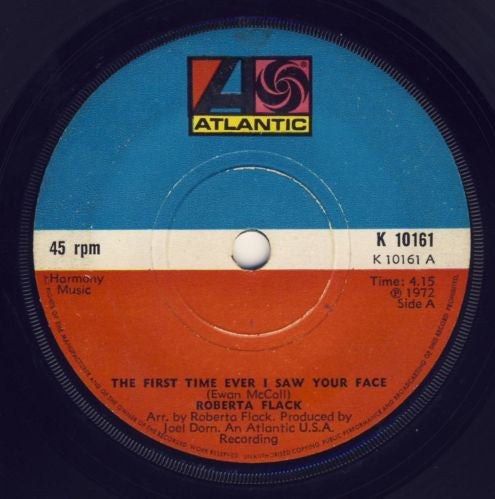 Roberta Flack : The First Time Ever I Saw Your Face (7", Single, Sol)
