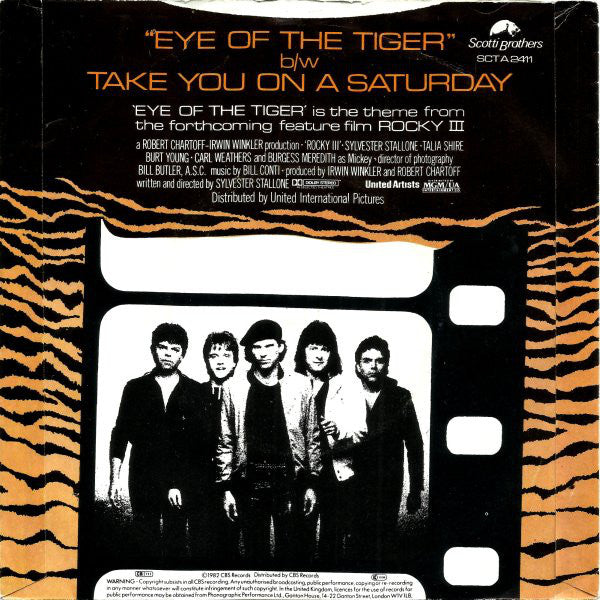 Survivor : Eye Of The Tiger (7", Single, Blu)