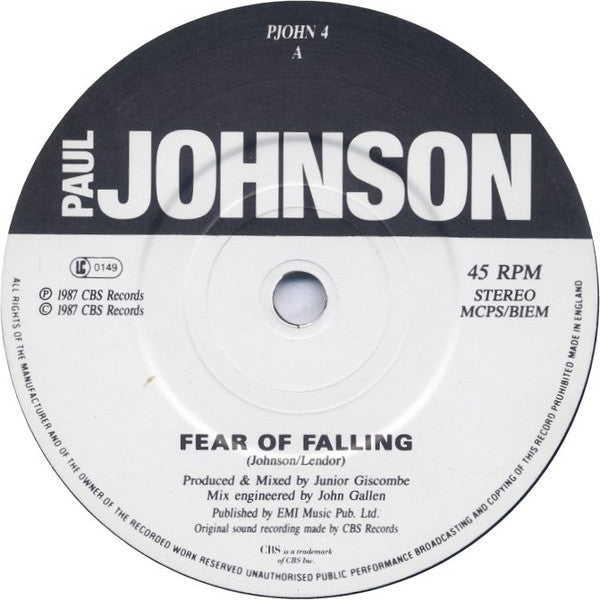 Paul Johnson (2) : Fear Of Falling (7")