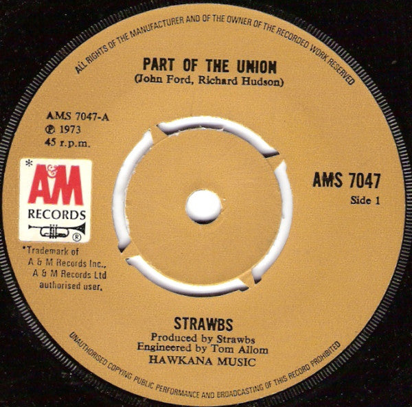 Strawbs : Part Of The Union  (7", Single, Pus)