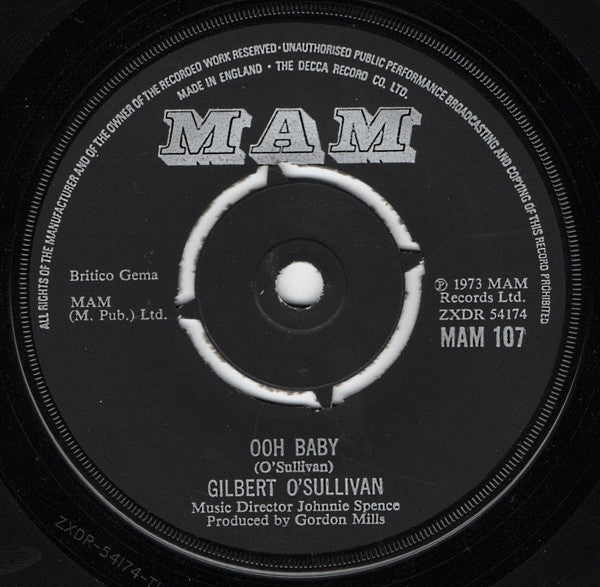 Gilbert O'Sullivan : Ooh Baby  (7", Single)