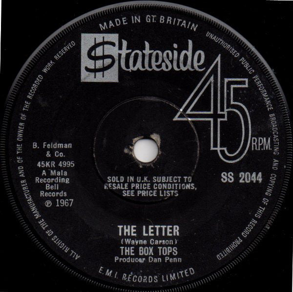 Box Tops : The Letter (7", Sol)