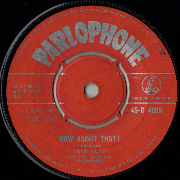 Adam Faith With John Barry & His Orchestra : How About That ! (7", Single, 4 P)
