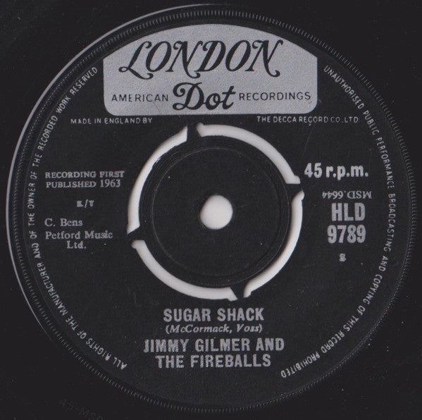 Jimmy Gilmer And The Fireballs : Sugar Shack (7", Single)