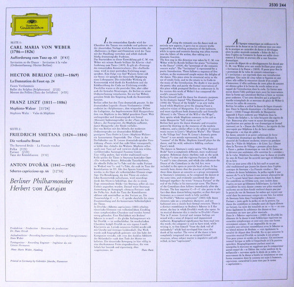Herbert von Karajan, Weber* · Berlioz* · Liszt* · Smetana* · Dvořák*, Berliner Philharmoniker : Aufforderung Zum Tanz = Invitation To The Dance (LP)