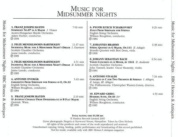 Various : Music For Midsummer Nights (CD, Comp)