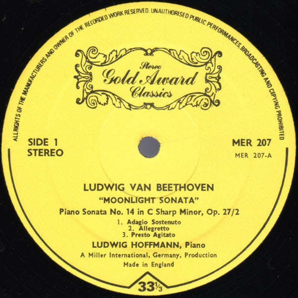 Ludwig van Beethoven ,  Ludwig Hoffmann : Moonlight Sonata / Pathétique (LP)
