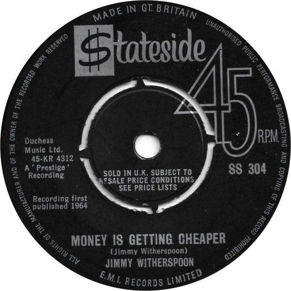 Jimmy Witherspoon : Money Is Getting Cheaper (7")