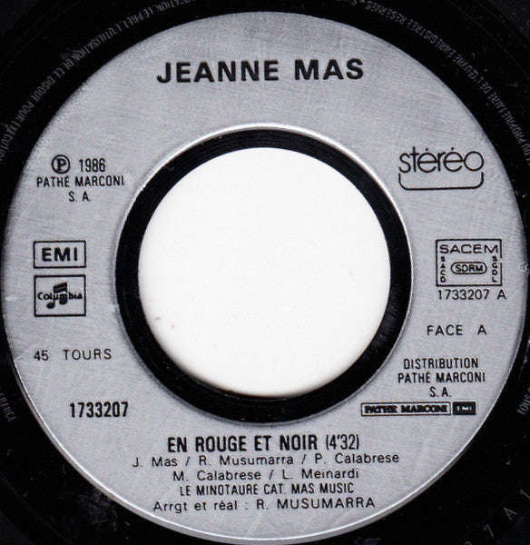 Jeanne Mas : En Rouge Et Noir (7", Single)