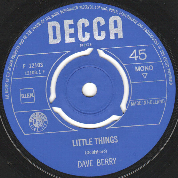 Dave Berry : Little Things / I've Got A Tiger By The Tail (7", Single, Mono)