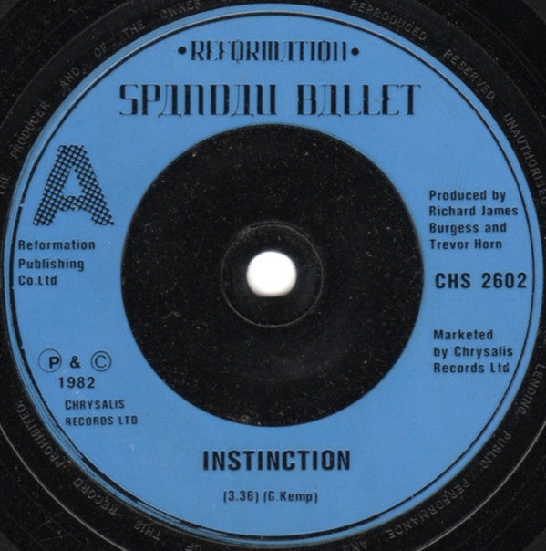 Spandau Ballet : Instinction (7", Single, Blu)