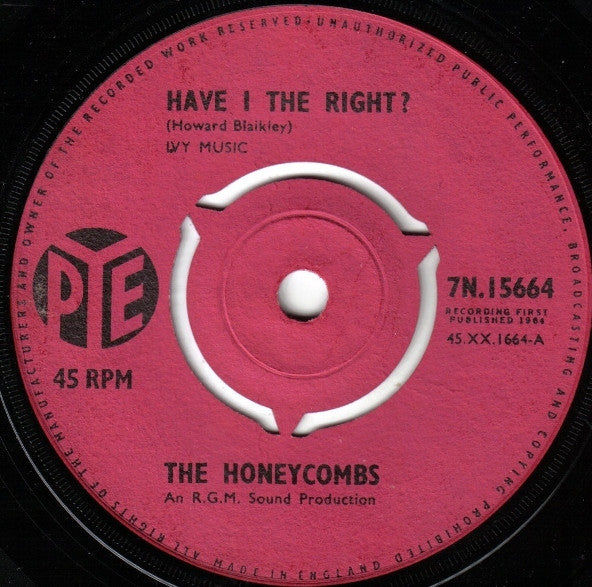 The Honeycombs : Have I The Right? (7", Single, 3 P)
