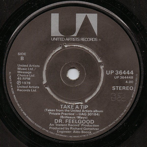Dr. Feelgood : Down At The Doctors (7", Single)