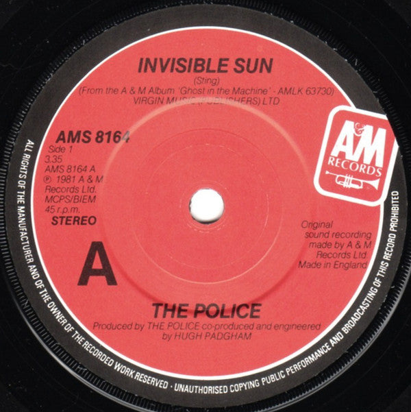 The Police : Invisible Sun (7", Single, M/Print)