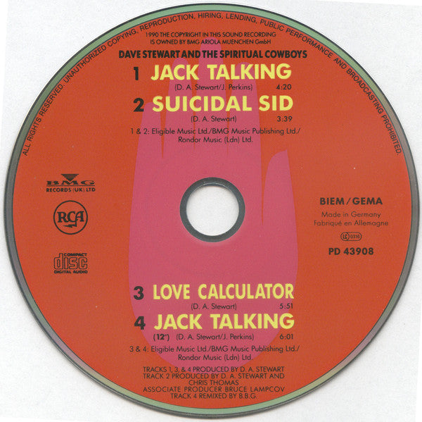 Dave Stewart And The Spiritual Cowboys : Jack Talking (CD, Single)