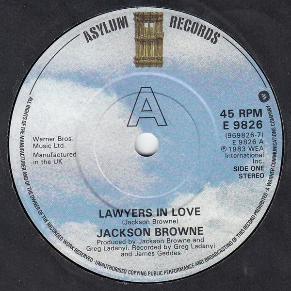 Jackson Browne : Lawyers In Love / Say It Isn't True (7", Single)
