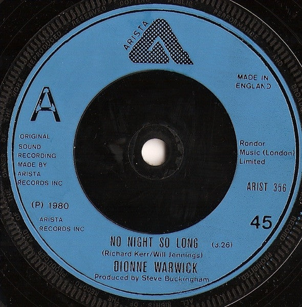 Dionne Warwick : No Night So Long (7")