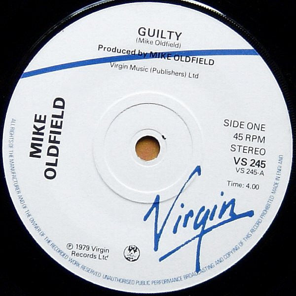 Mike Oldfield : Guilty (7", Single, Whi)