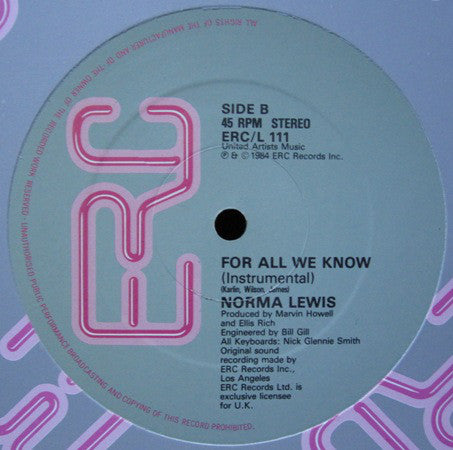 Norma Lewis : For All We Know (12")