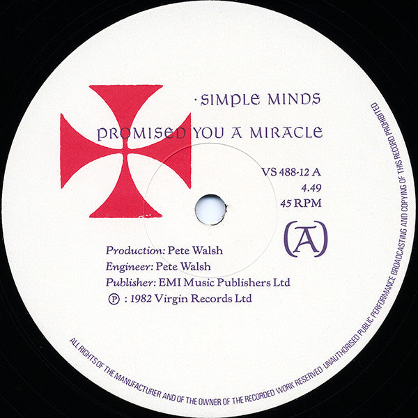 Simple Minds : Promised You A Miracle (12", Single)
