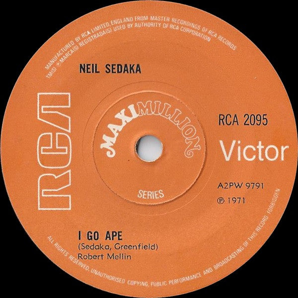 Neil Sedaka : I Go Ape (7", Maxi)