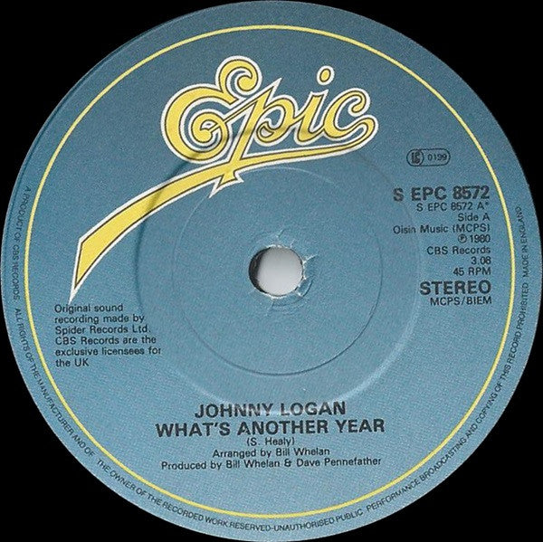 Johnny Logan : What's Another Year (7", Single, Pap)
