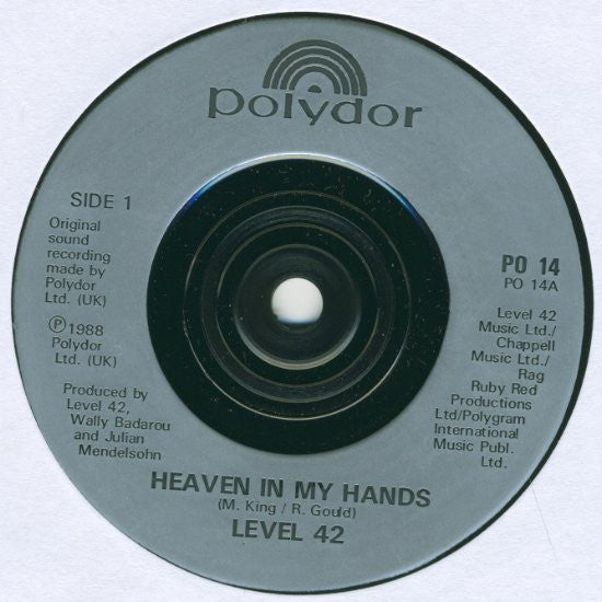 Level 42 : Heaven In My Hands (7", Single, Mat)