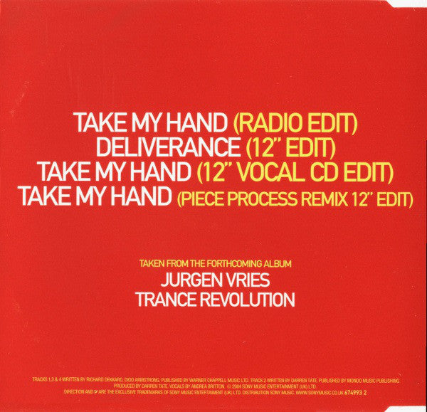 Jurgen Vries Featuring Andrea Britton : Take My Hand (CD, Single)