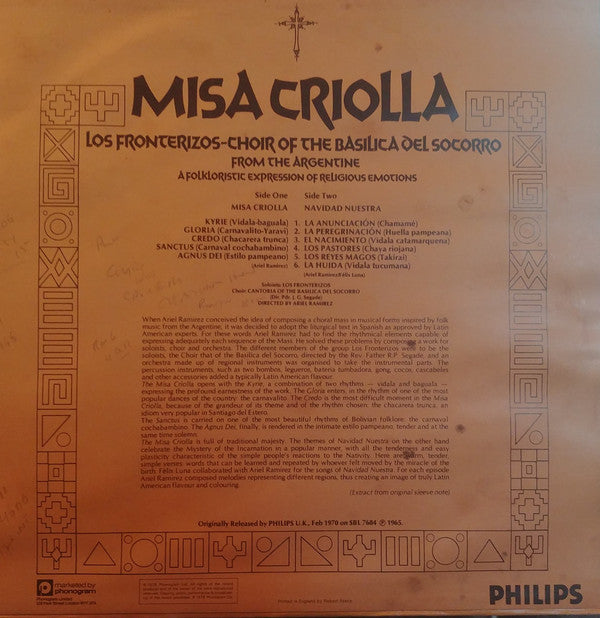 Les Troubadours Du Roi Baudouin / Los Fronterizos - Cantoría De La Basílica Del Socorro : Missa Luba / Misa Criolla (2xLP, Comp, Mono, RP)