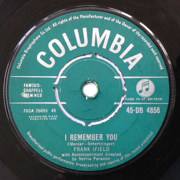 Frank Ifield : I Remember You (7", Single)