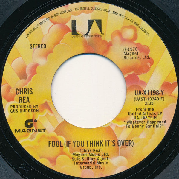 Chris Rea : Fool (If You Think It's Over) (7", Single, Styrene, Ter)