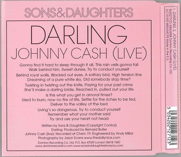Sons And Daughters : Darling (CD, Single)